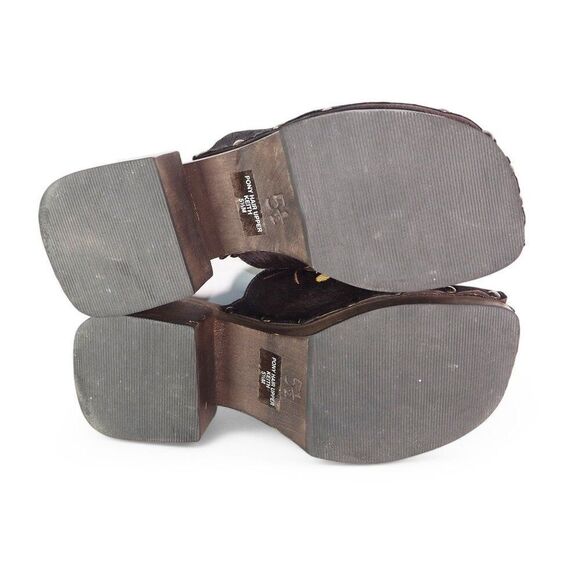 Rampage Keith Vintage Y2K Pony Hair Floral Print‎ Wooden Sole Clogs Women's 5.5 - Picture 8 of 10
